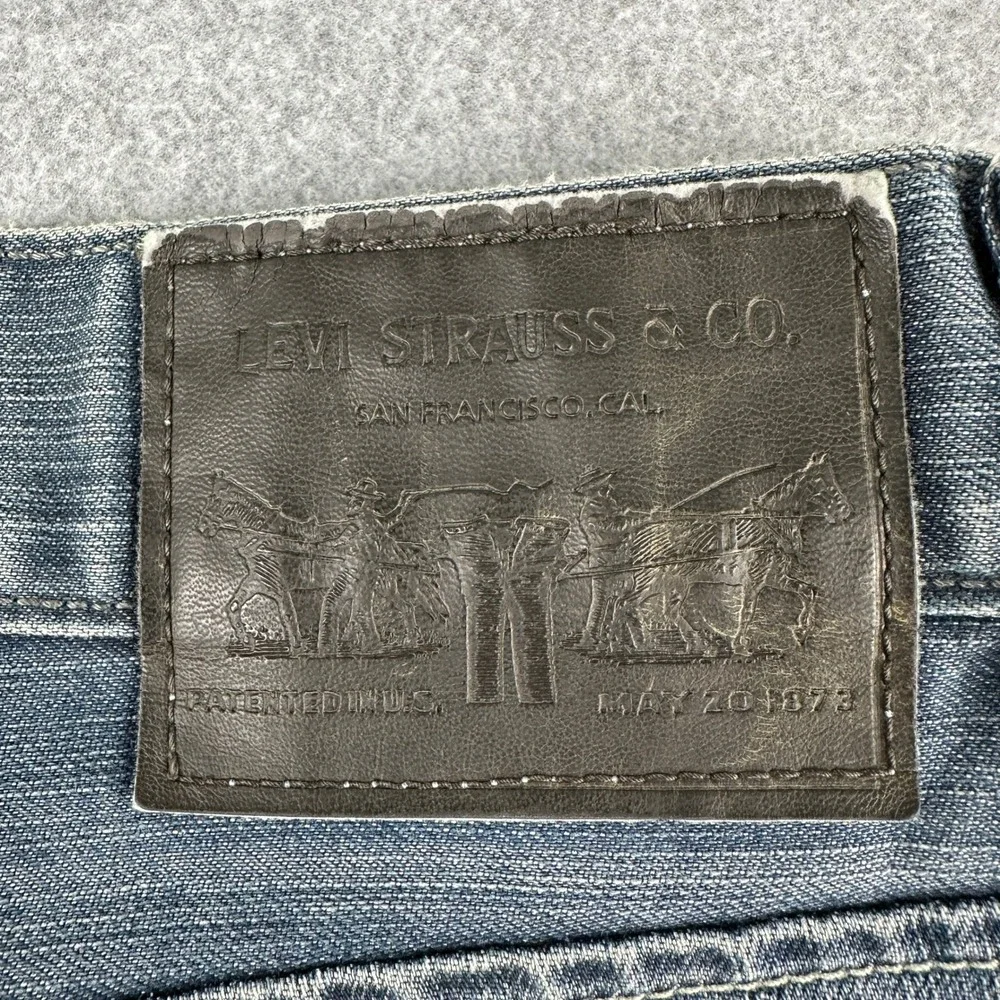 Levi's 514 Jeans Mens W36 L30 Blue Slim Straight Denim Pant Whisker Flap Pockets
